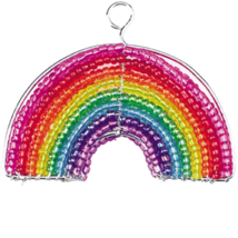 Handmade Beaded Rainbow Keyring – Haitian Artisan Keychain. - $15.71 CAD