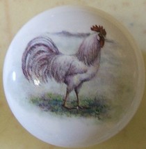 Cabinet Knobs Knob w/ Rooster Grey White Gray CHICKEN - $5.20