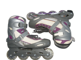 Rollin On Women Size 8 M Inline Skates Purple White Abec5 Bearings 76 MM Wheels - £18.64 GBP