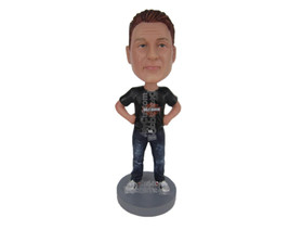 Custom Bobblehead Dude Wearing A T-Shirt And Jeans With Sneakers - Leisure &amp; Cas - £70.97 GBP