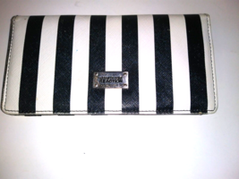 Kenneth Cole Reaction Womens Slim Bifold Wallet  Black and White Stripe - $9.99