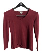 Old Navy Sweater Womens Size S Burgundy V Neck Long Sleeved Tight Knit P... - $9.86