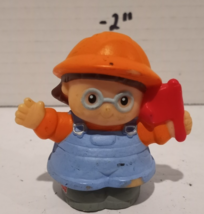 Fisher Price Current Little People Construction Worker Holding Flag FPLP - $4.90