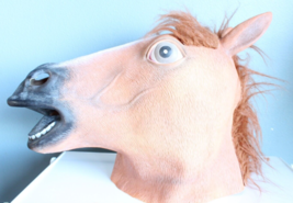 Latex Horse Head With Fur Use For Mask, Costume, Gag, Pranks - £8.33 GBP
