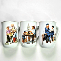 Vintage 4&quot; Coffee Tea Cups Mugs Norman Rockwell Museum Collection 1982 S... - £20.38 GBP