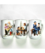 Vintage 4&quot; Coffee Tea Cups Mugs Norman Rockwell Museum Collection 1982 S... - £20.43 GBP