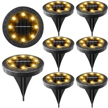 Solar Powered Ground Lights 8 Pack,Ip68 Waterproof Outdoor Led Disk Lights For G - £43.95 GBP
