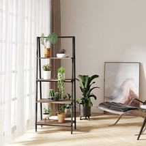 Novilla Bookshelf, 4-Tier Freestanding Storage Bookcase, Industrial, Walnut - £62.92 GBP