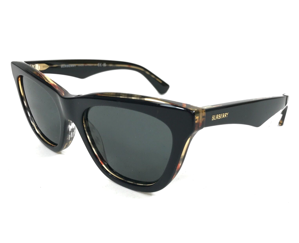 Burberry Sunglasses Frames B4435 4121/87 Polished Black Nova Check w Gra... - $128.69