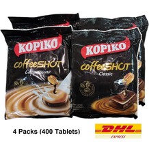 4 x Kopiko Coffee Shot Coffee Candy Classic Cappuccino Flavor 100 Tabs 300g - £37.38 GBP+