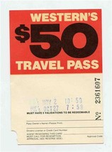 Western Air Lines $50 Travel Pass 1981 - £14.98 GBP