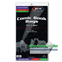 1 pack of 100 BCW 7 ¼" x 10 ½" Resealable Thick Silver/Regualr Comic Boo... - $16.60