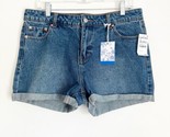 NWT Made In Blue Women&#39;s 9/29 Cuffed Denim Shorts Medium Wash Blue Jean ... - $19.99