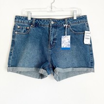 NWT Made In Blue Women&#39;s 9/29 Cuffed Denim Shorts Medium Wash Blue Jean ... - £15.43 GBP