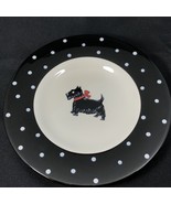1 Mesa Scottie Dog Salad Plate Black White Polka Dot Rim 8 1/8" - $14.84