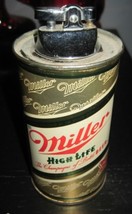 Miller High Life Beer Can Table Top Petrol Lighter Made By E.S.G. U.S.A Illinois - £47.95 GBP