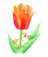 &quot;Tulip and Chick,&quot; an A. Rose Designs (tm) note card - £4.75 GBP+