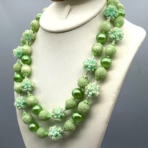 Vintage Japan Spring Green Double Strand Bright and Pastel Necklace with Sugar - £22.42 GBP