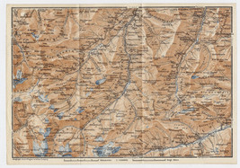 1922 Original Antique Map Of Valser Valley Vals Safiertal Alps Switzerland - $23.05