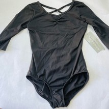 Girls Black Dance Leotard Ballet Size Medium 7 8 -3/4 sleeve Silky Feel ... - £13.08 GBP