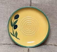 Clayton Mustard Yellow Hand Painted Olives Garlic Grater Plate 5 Inch Di... - $10.89