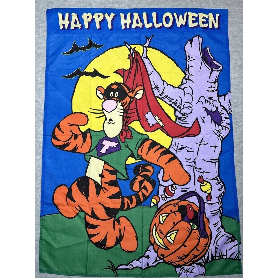 Tigger Pooh Happy Halloween Garden Flag Outdoor Decor Fall - $6.97