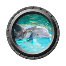 Dolphin and Calf - Porthole Wall Decal - £10.98 GBP