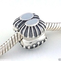 Authentic PANDORA Two Of A Kind Silver W/ Gray Enamel Clip Charm 790578en26 New - £22.77 GBP