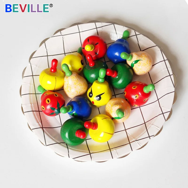 10Pcs Mini Colored Wooden Fruits Spinning Top Interesting Novelty Toys for - £10.90 GBP