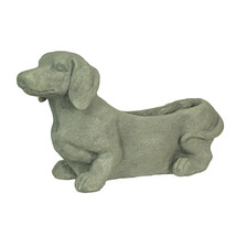 Rustic Distressed Grey Stone Finish Dachshund Dog Indoor Outdoor Planter Pot - £38.91 GBP