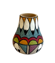 Vintage Native American Miniature Pottery Vessel Multicolored Design - $18.99