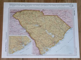1958 Original Vintage Map Of South Carolina Charleston / Verso Pennsylvania - £15.04 GBP