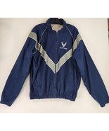 US Airforce Skilcraft Jacket Mens Medium Blue Gray Striped Hooded Windbr... - £31.47 GBP
