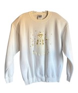 Vintage Snowman Women’s Size L White And Gold Crewneck Sweatshirt Gildan - $14.97