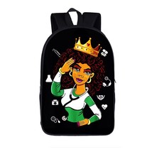 Ith crown backpack for teenager girls children school bags afro women canvas travel bag thumb200