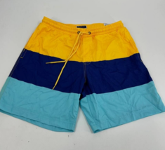 Mens Swim Trunks Colorblocked Yellow Blue Aqua Size Small CLUB ROOM $45 - NWT - £7.20 GBP