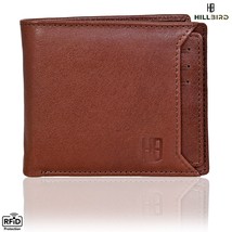 &quot;HILL BIRD&quot; Mens RFID Blocking Bi-fold Wallet Soft Genuine Leather Brown Western - £14.99 GBP