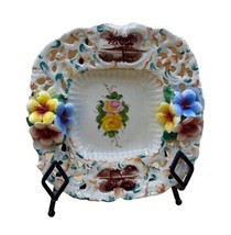 Italian Pottery Capodimonte Applied Flowers Serving Plate Painted READ - $26.72