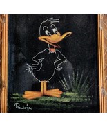 Daffy Duck Pantoja Original Signed Painting Velvet Framed c1970s 16.5x13... - $683.83 CAD