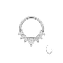 Stainless Steel Hinged Septum Clicker with Crystals - £10.30 GBP