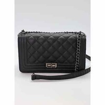 Florence Quilted Rectangle East West Chain Crossbody Bag Purse BLACK - £27.10 GBP