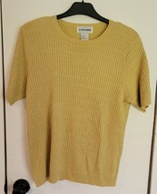 Womens XL Alfred Dunner Metallic Gold Short Sleeve Knit Sweater - £14.90 GBP