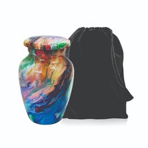 Colorful Mini Cremation Urn for Ashes, Keepsake with Velvet Case - $29.92