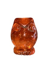 VINTAGE Orange Owl Glass Art Paperweight Japan Sticker 3&quot; retro groovy f... - £17.24 GBP