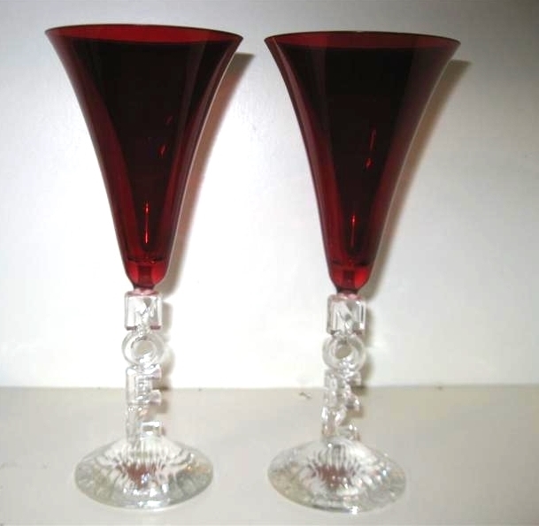 Crystal Cristal D'Arques Noel Ruby Goblets (2) - £15.53 GBP