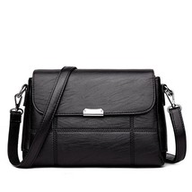 Patchwork PU Leather Women Messenger Bag High Quality Black Leather Small Women  - £37.11 GBP