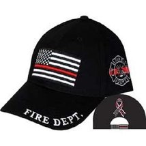 Thin Red Line USA Fire Memorial Ribbon Badge Fallen Black Officers Cap Hat EE - $9.89+