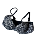 Womens XOXO Bra 34C Black White Print Heart Breaker Hearts Lips Love Sexy - $166.87 MXN