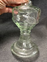 Vintage - AN QING CHINA Oil Lamp GREEN Glass Birds motif 6” Tall No Burner - £7.81 GBP