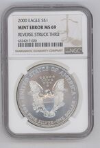 2000 Aigle En Argent NGC MS 69 Erreur De Frappe 69 - $3,994.43 MXN